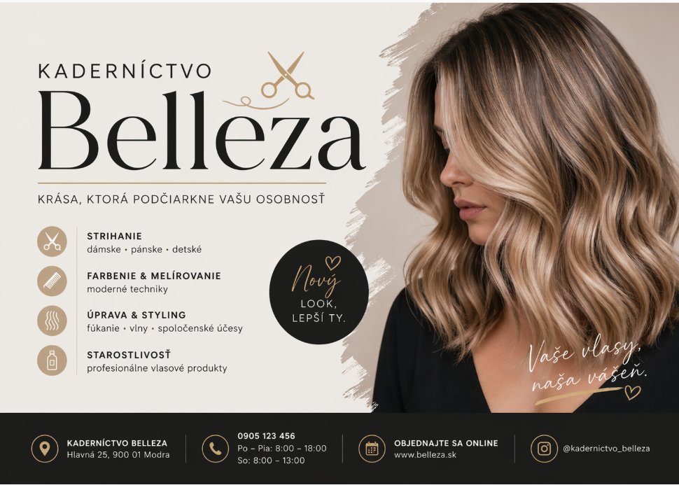 Webové stránky pro kadeřnictví Belleza — ukázka webu na míru