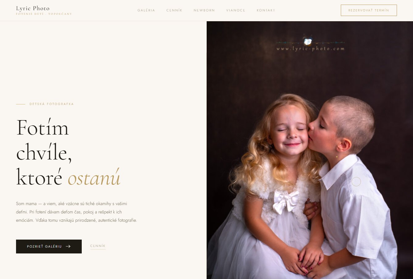 Webové stránky pro fotografku Lyric Photo — ukázka webu na míru