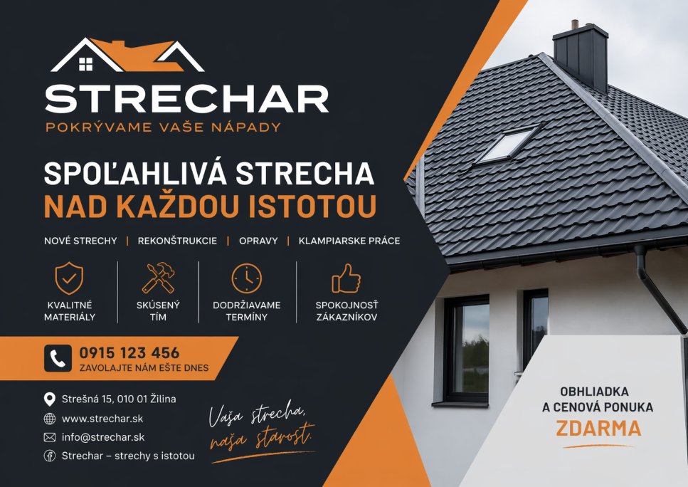 Webové stránky pro pokrývačství Strechar — ukázka webu na míru